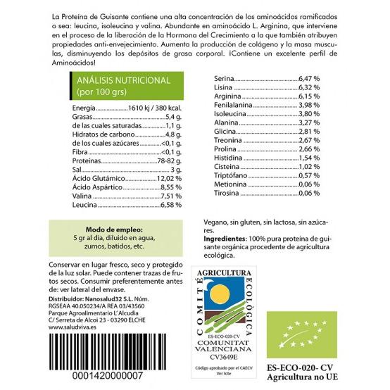 80% Proteína de Ervilha em Pó ECO 250g, Salud Viva