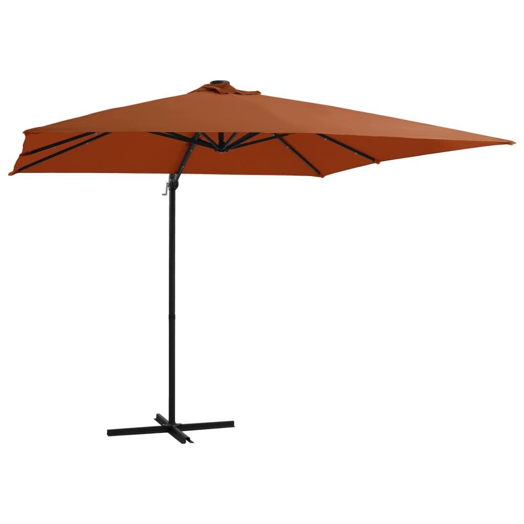 Vidaxl Sombrilla De Jardín Voladiza Con Luces Led Terracota 250x250 Cm_0