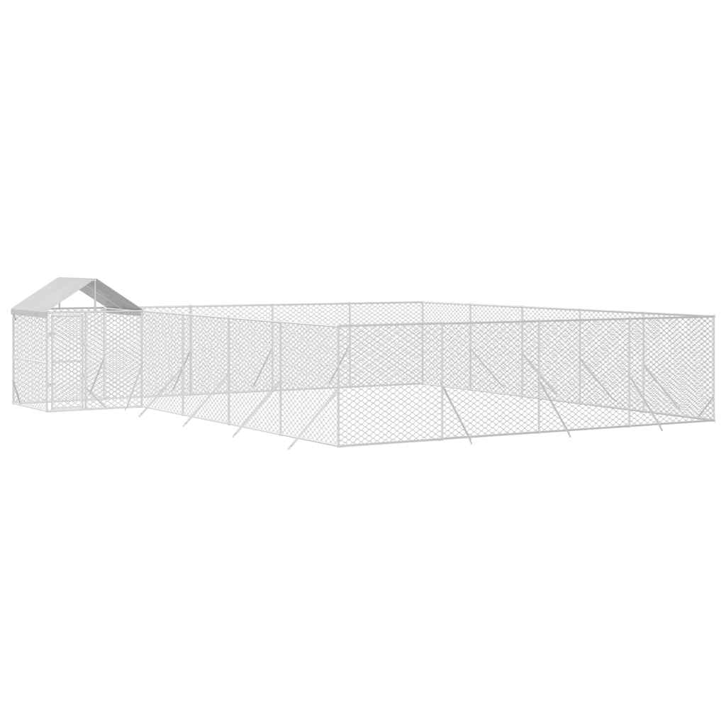 Perrera De Exterior Con Techo Acero Galvanizado Plata 10x8x2,5m_2