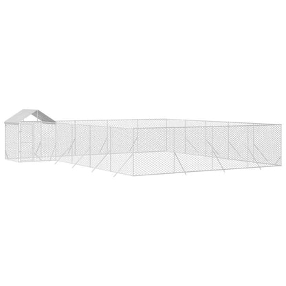 Perrera De Exterior Con Techo Acero Galvanizado Plata 10x8x2,5m_2