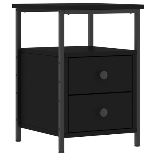 Mesita De Noche Madera De Ingeniería Negro 34x35,5x50 Cm_0