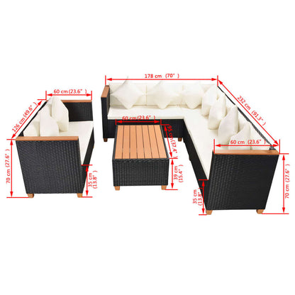 Vidaxl Set Muebles De Jardín 5 Piezas Y Cojines Ratán Sintético Negro_2