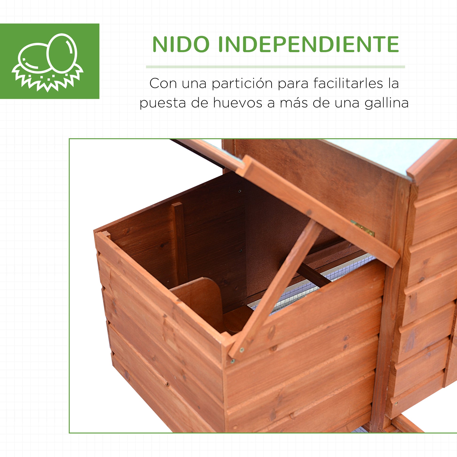 Pawhut Gallinero Corral De Madera Exterior Gallinas Con Caja Nido Bandeja_5