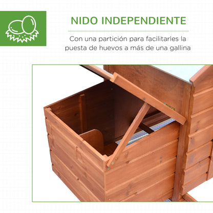 Pawhut Gallinero Corral De Madera Exterior Gallinas Con Caja Nido Bandeja_5