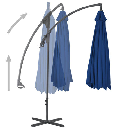 Vidaxl Sombrilla Jardín Voladiza Con Palo De Acero Azul Celeste 300 Cm_3