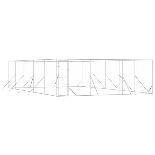 Perrera De Exterior Acero Galvanizado Plateado 6x10x2 M_0