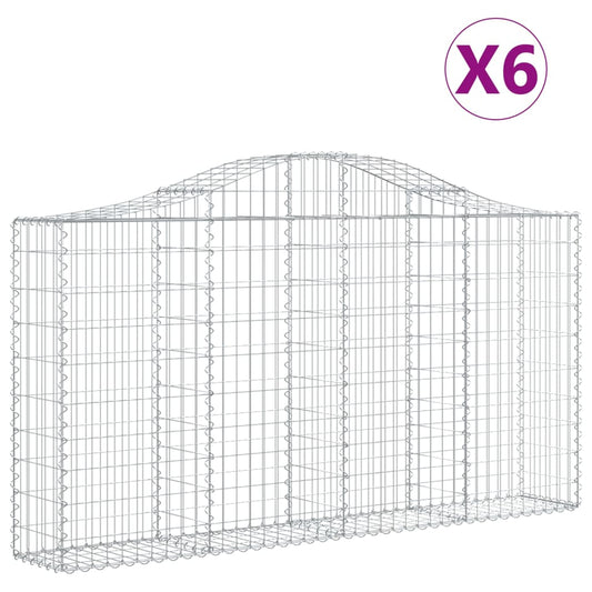 Cestas De Gaviones 6 Uds Forma De Arco Hierro 200x30x100/120 Cm_0