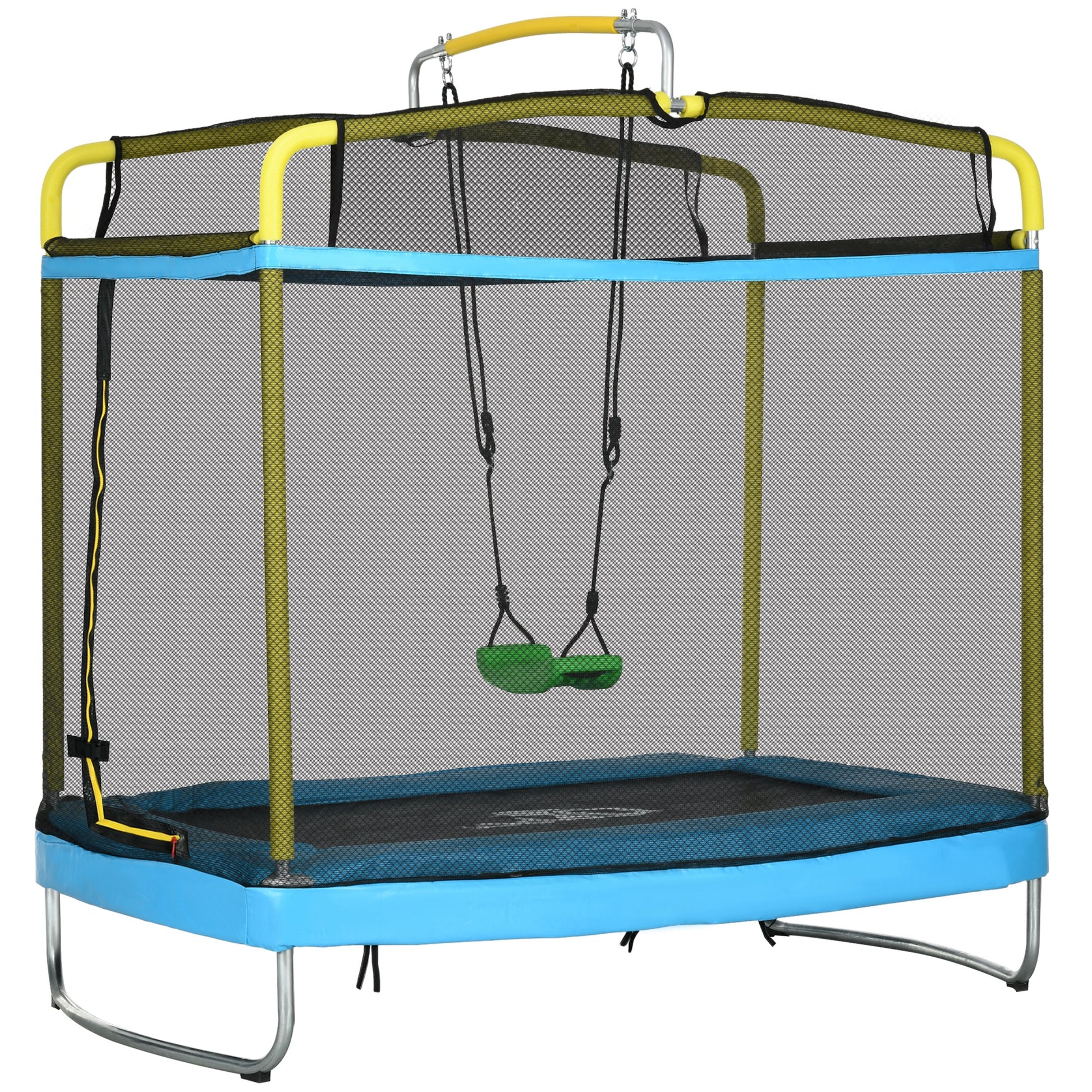 Zonekiz Trampolín Para Niños Con Red De Seguridad 178x118x210 Cm Azul Claro_0