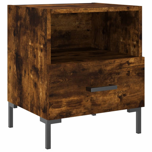 Mesita De Noche Madera Ingeniería Roble Ahumado 40x35x47,5 Cm_0