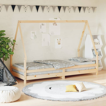 Estructura De Cama Para Niños Madera Maciza De Pino 90x200 Cm / Vetonek_0