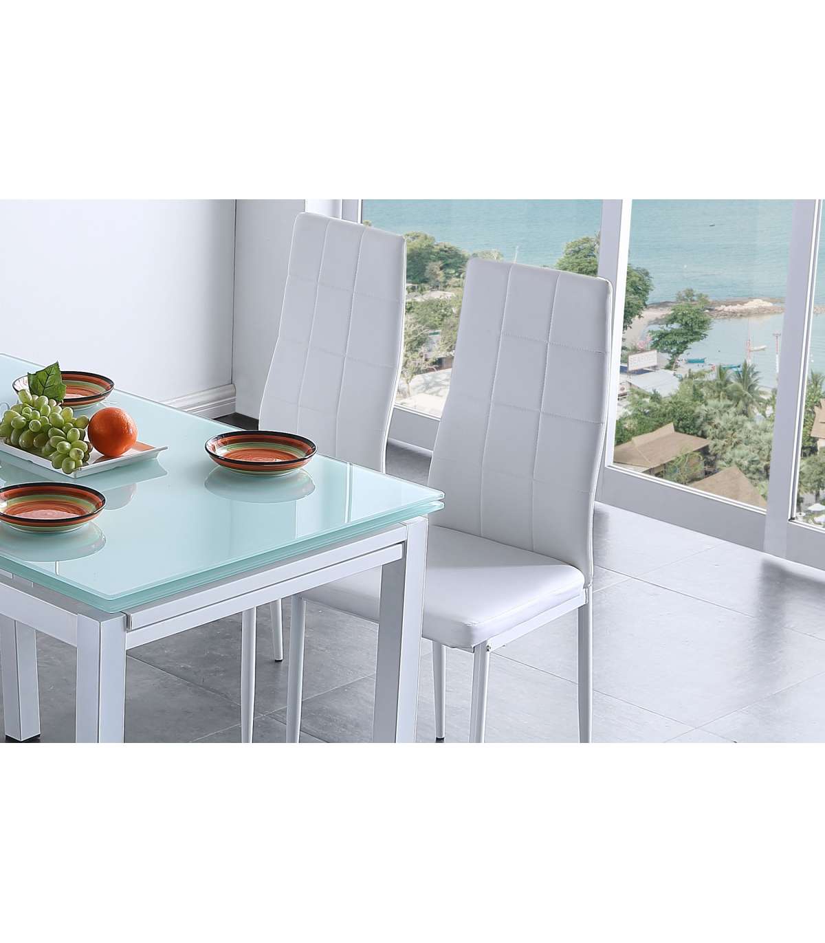 Pack 4 Sillas Laia, Tapizado En Simil Piel Blanco, 98 Cm(alto)43 Cm(ancho)44 Cm(largo)_3