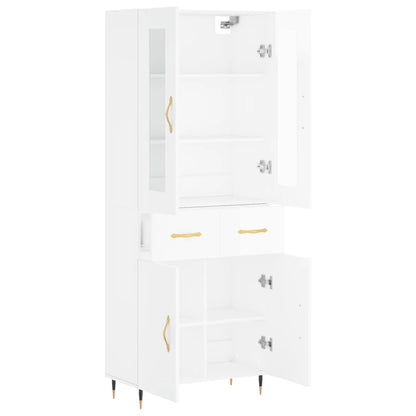 Aparador Alto Madera Contrachapada Blanco Brillo 69,5x34x180 Cm_5