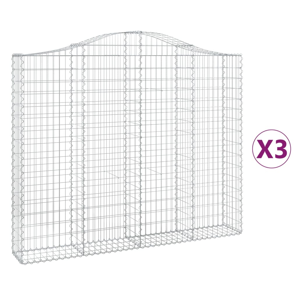 Cestas Gaviones 3 Uds Forma De Arco Hierro 200x30x160/180 Cm_0