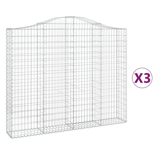 Cestas Gaviones 3 Uds Forma De Arco Hierro 200x30x160/180 Cm_0