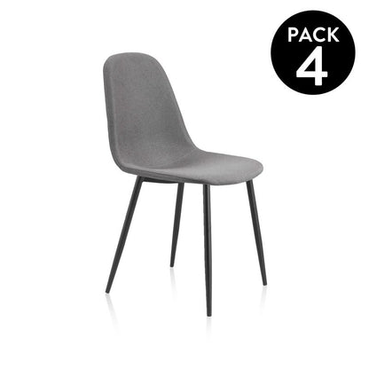 Pack 4 Sillas De Comedor Hall Tapizado, Gris, 54,5 X 84 X 44,5_0