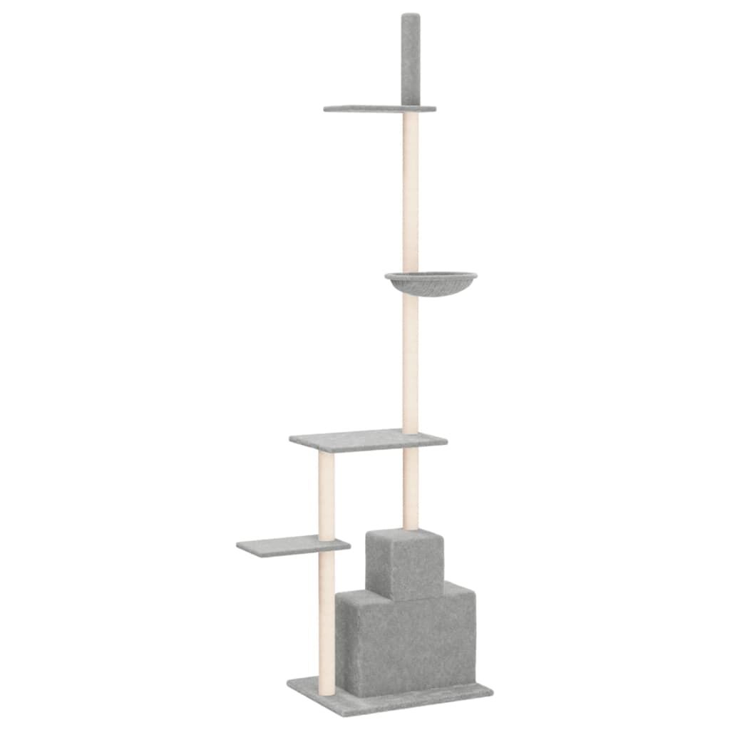Vidaxl Árbol Rascador Gatos Suelo A Techo Gris Claro 250,5-276,5 Cm_4