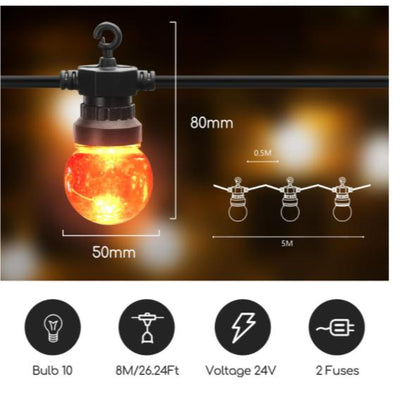 Pisca-pisca LED Aigostar com 10 lâmpadas, 6 W, 8 m, para interiores e exteriores.