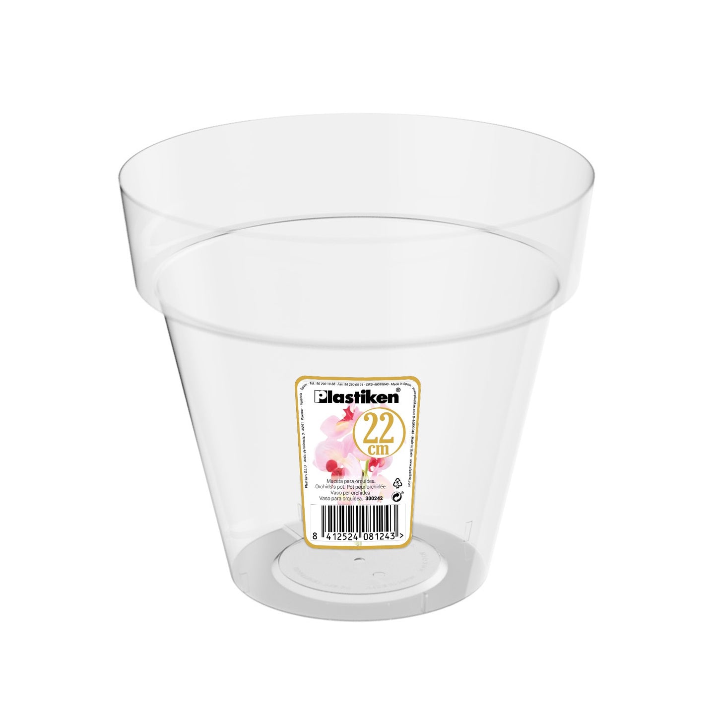 Vaso transparente para orquídea Tes ⌀14
