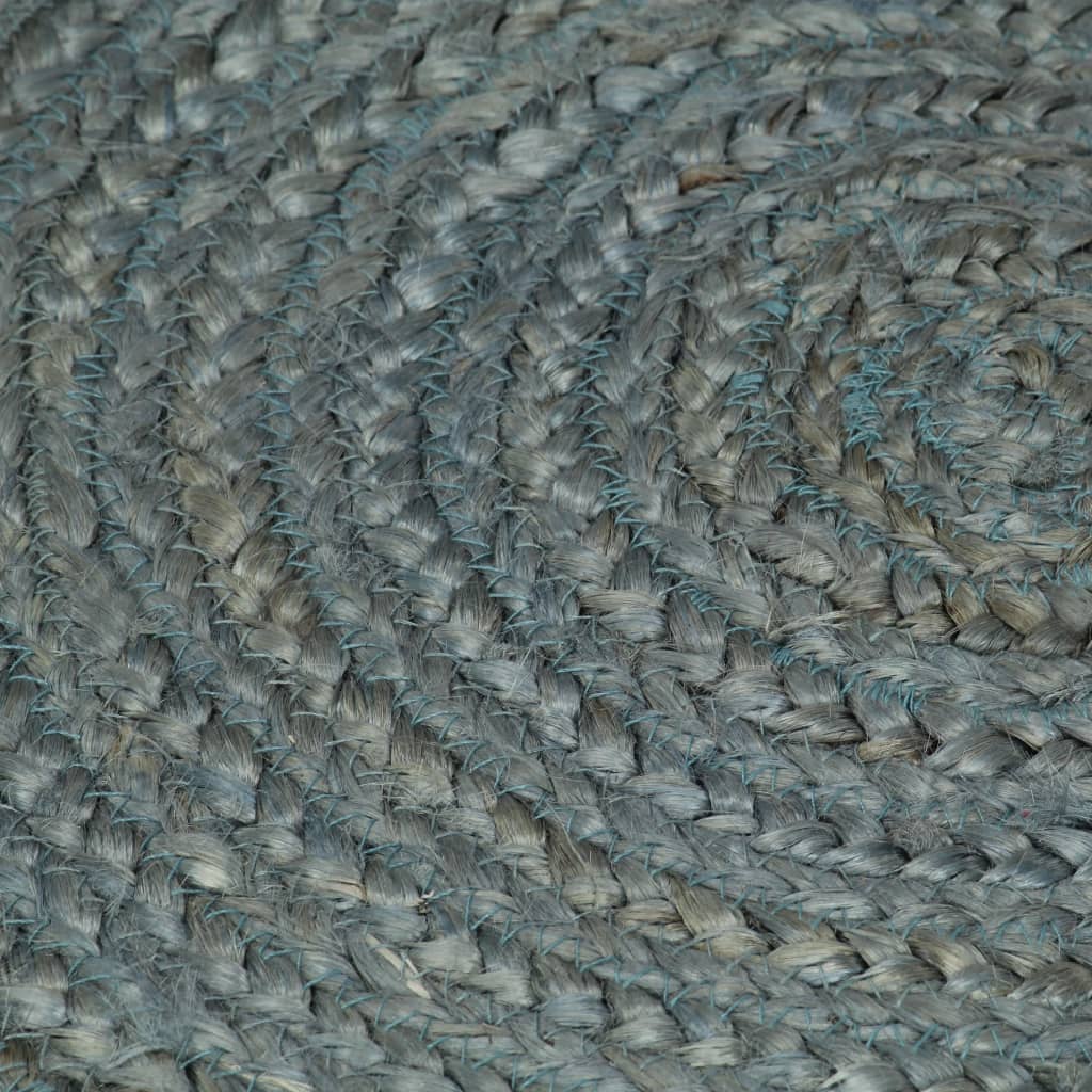 Alfombra De Yute Tejida A Mano Redonda Verde Oliva 210 Cm / Vetonek_3