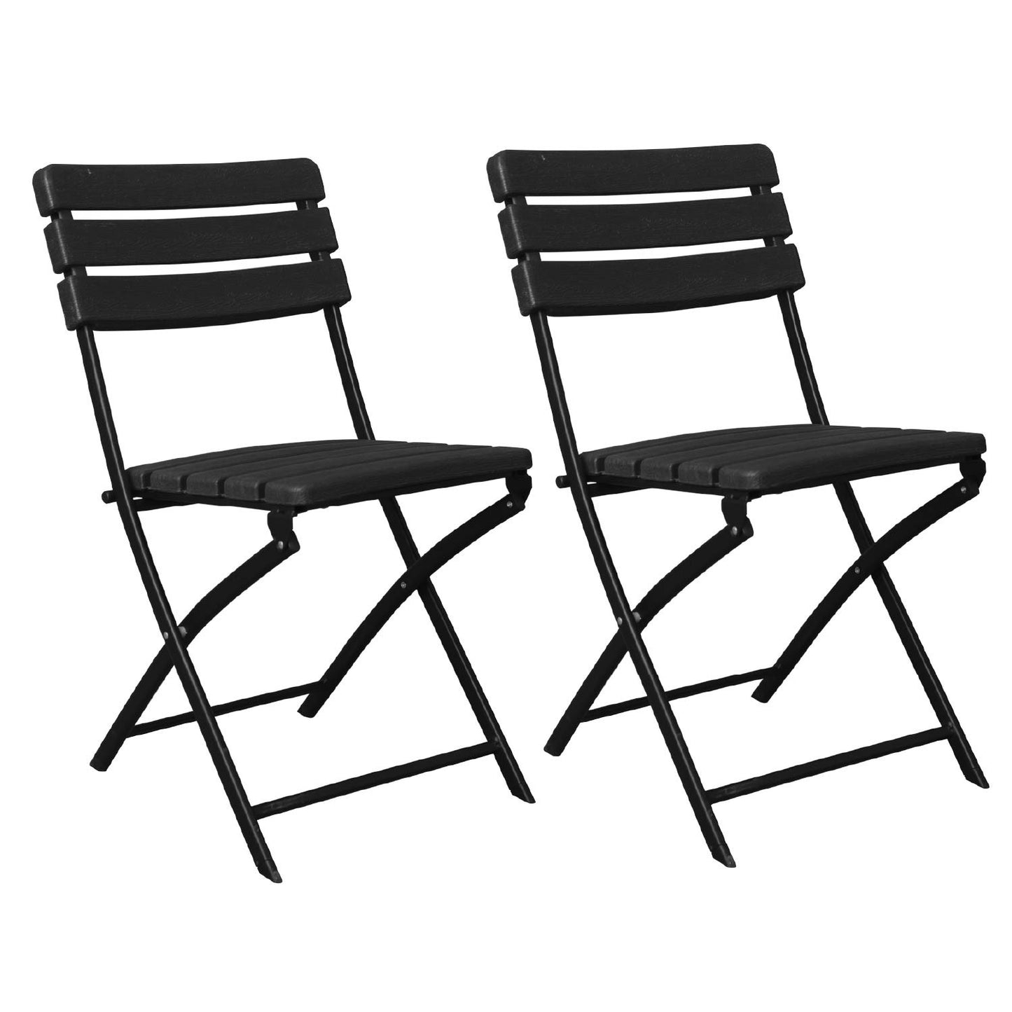 Pack 2 Sillas Plegables Efecto Madera Negro 55x46x81cm 7house_0