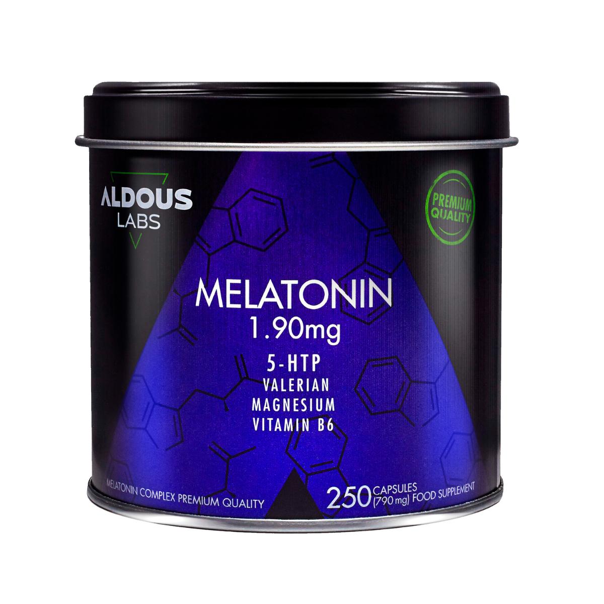 Melatonina com Magnésio, 5-HTP, Valeriana e Vitamina B6, 250 cápsulas. Aldous Labs