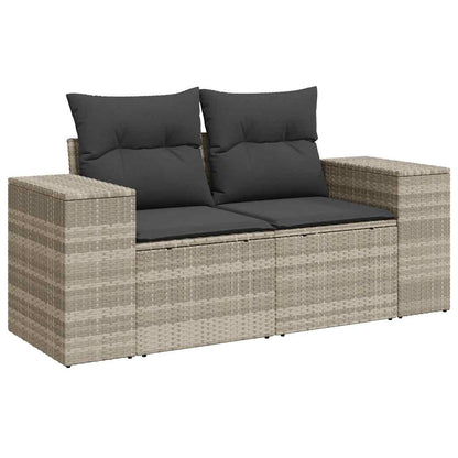 Set Muebles Jardín 9 Pzas Y Cojines Ratán Sintético Gris Claro / Vetonek_0
