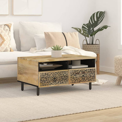 Mesa De Centro De Madera Maciza Mango 80x54x40 Cm_1