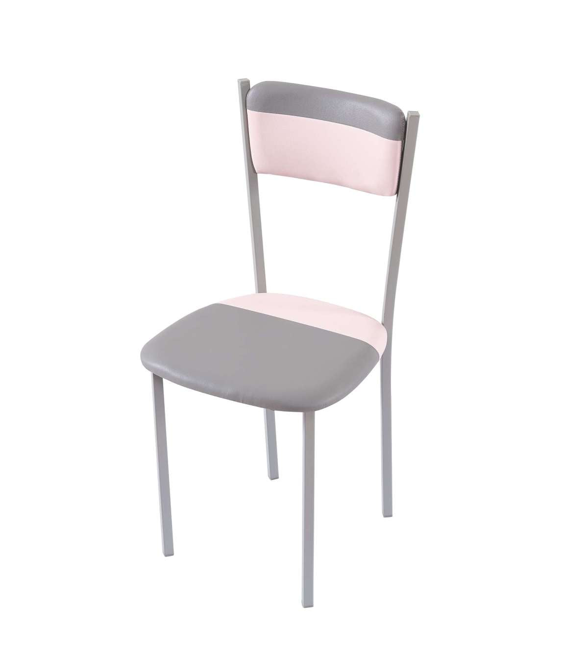 Pack De 4 Sillas Md-salar Tapizadas En Polipiel Gris/rosa Pastel, 89cm(alto) 43cm(ancho) 4_2