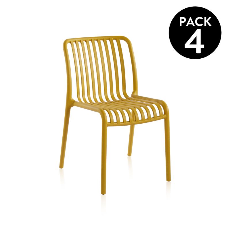 Pack 4 Sillas De Exterior Jamie Polipropileno, Mostaza, 58 X 80 X 46_0