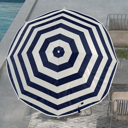 Outsunny Sombrilla Playa Para Silla Ø103x97,5 Cm Con Abrazadera Azul Y Blanco_3