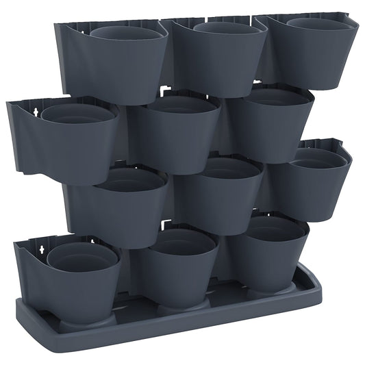 Set De Plantas Jardín Vertical 12 Uds Polipropileno Antracita_0