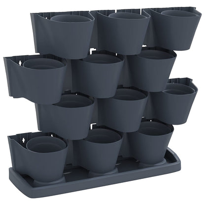 Set De Plantas Jardín Vertical 12 Uds Polipropileno Antracita_0