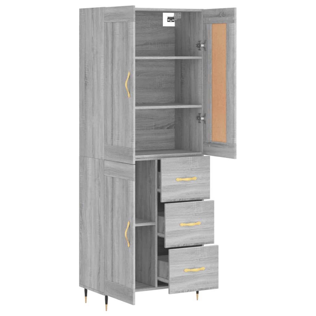 Aparador Alto Madera Contrachapada Gris Sonoma 69,5x34x180 Cm_3