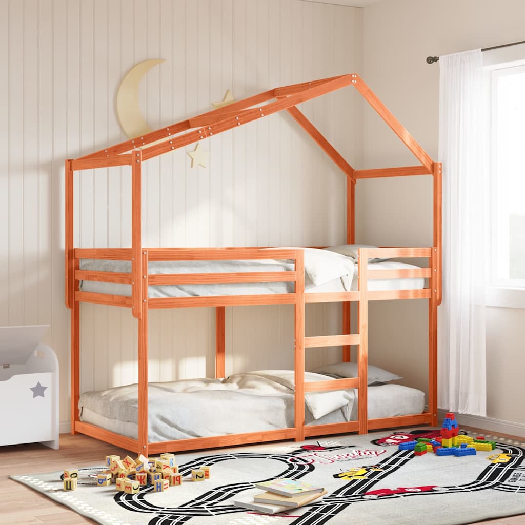 Techo De Cama Infantil Madera Maciza Pino Marrón 60x99x139,5 Cm_1
