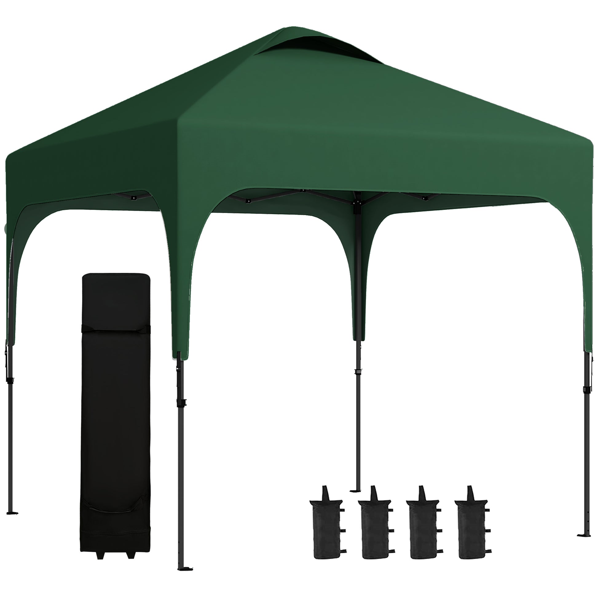 Outsunny Cenador Plegable Jardín 2,5x2,5x2,68 M Uv 50+ Altura Ajustable Verde_0