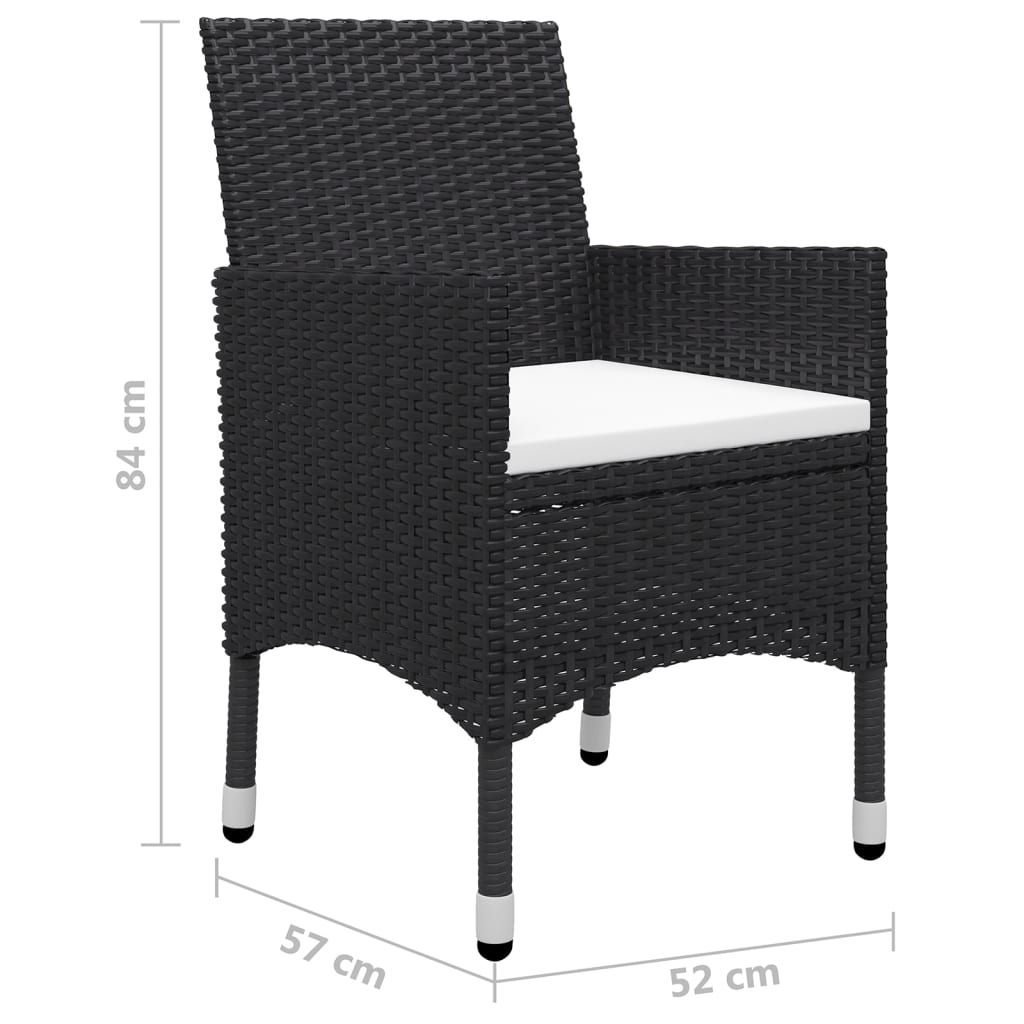 Juego De Comedor Para Jardín 7 Piezas Negro / Vetonek_0
