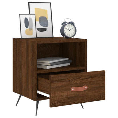 Mesita Noche 2 Uds Madera Ingeniería Marrón Roble 40x35x47,5 Cm_2
