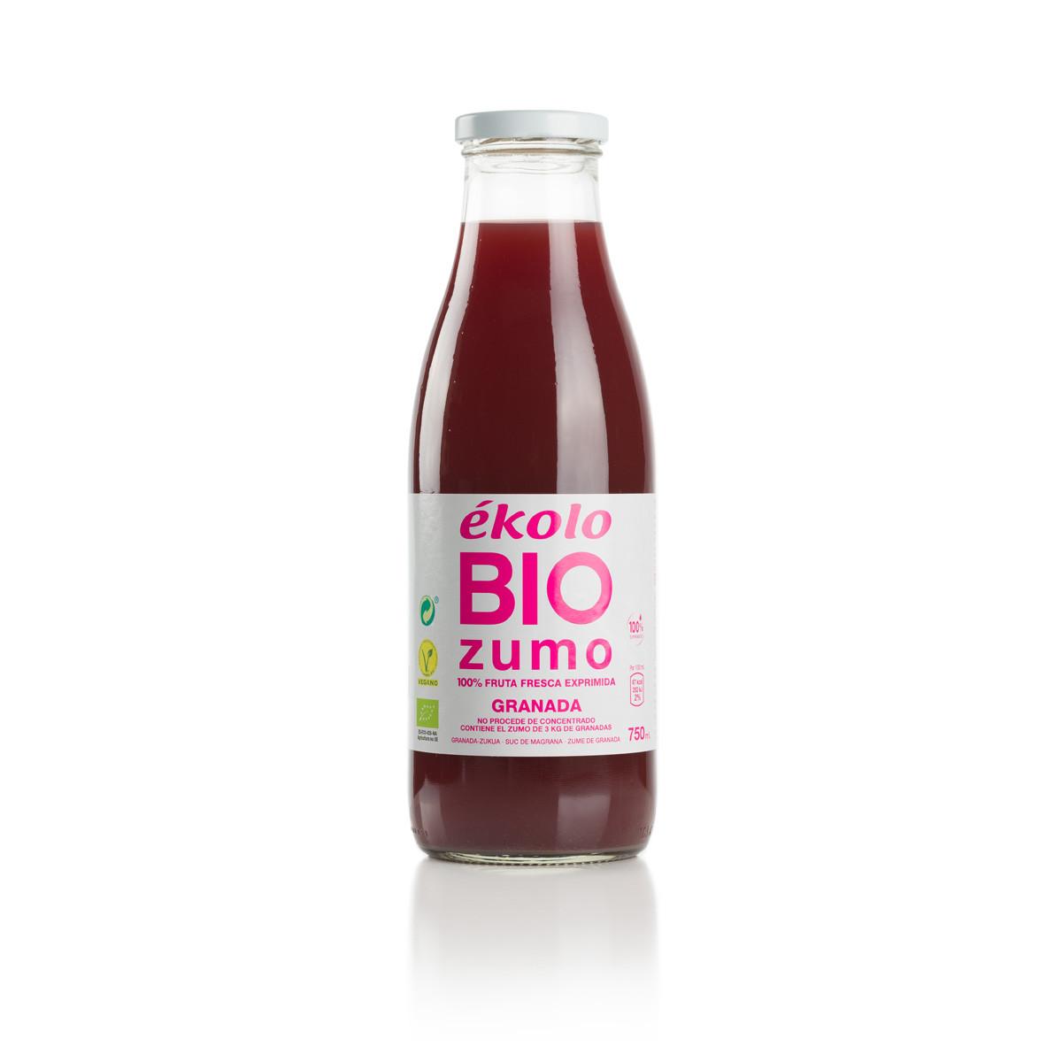 Sumo de romã biológico 100% espremido ékolo 750 ml