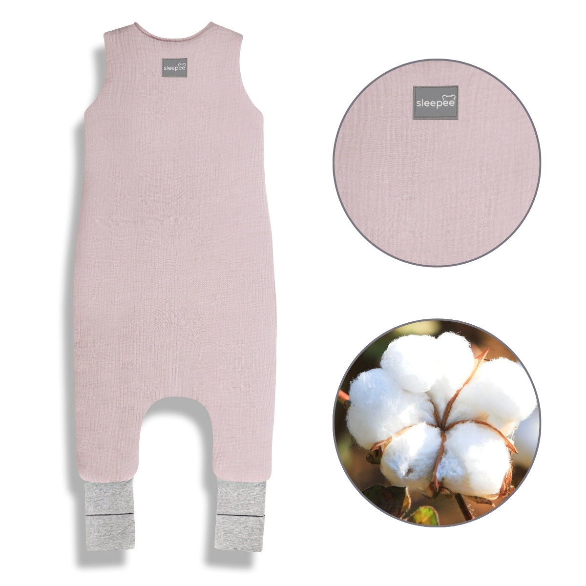 Sacos De Dormir Con Piernas T-s Muselina Algodón Rose_0