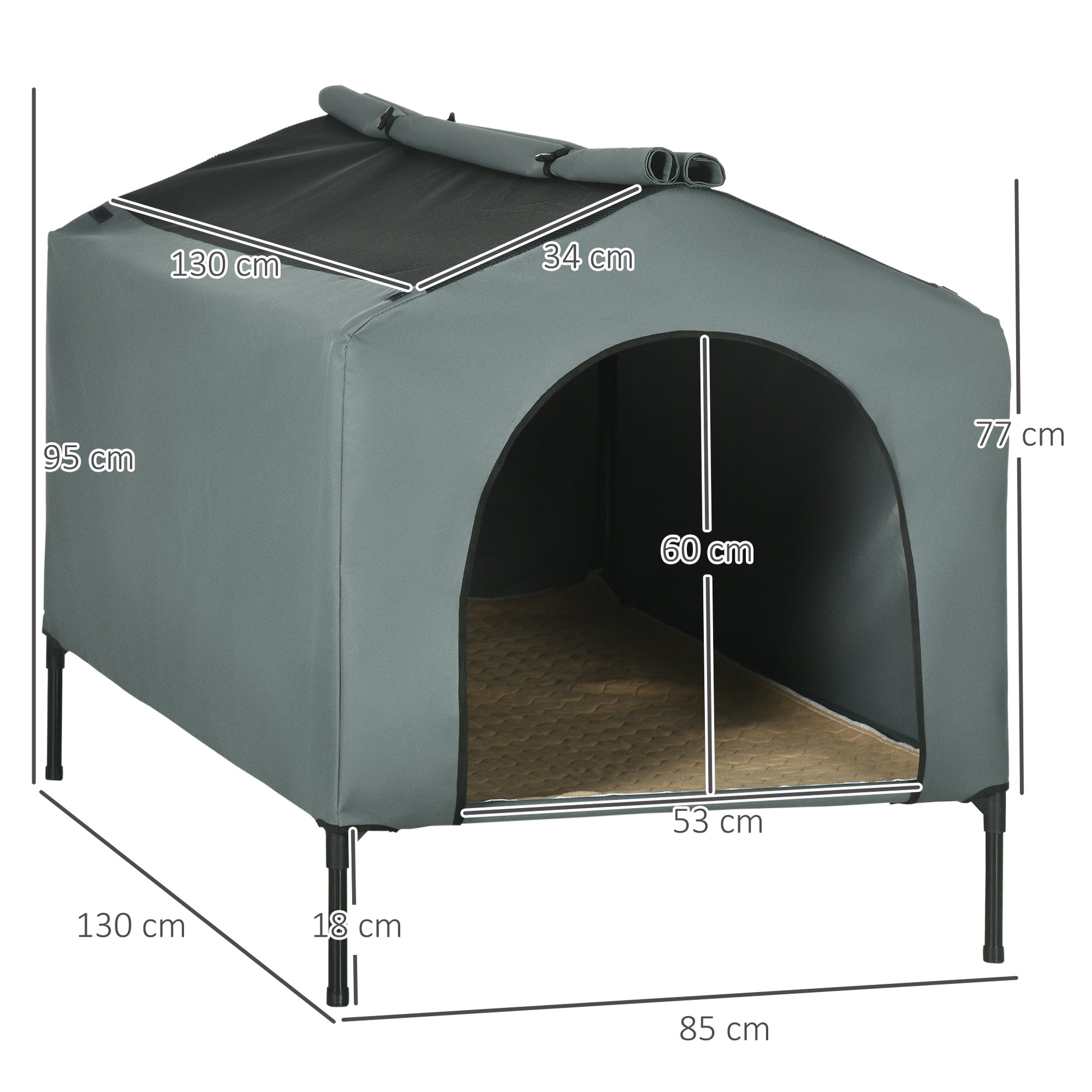 Pawhut Caseta Para Perros Grandes Con Cubierta Exterior 130x85x95 Cm Gris_2