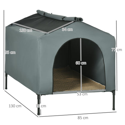 Pawhut Caseta Para Perros Grandes Con Cubierta Exterior 130x85x95 Cm Gris_2