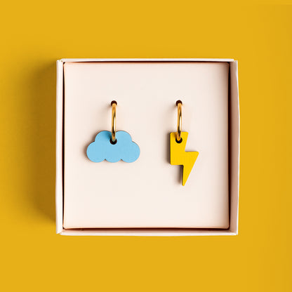 Pendientes Cloud And Bolt De Madera | Joyería Artesanal, Ligera Y Elegante | Diseño Natural Y Original_1