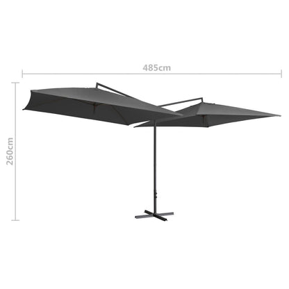 Vidaxl Sombrilla Doble De Jardín Palo De Acero Antracita 250x250 Cm_2
