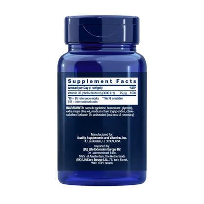 Vitamina D3 3.000 UI, Life Extension 120 pérolas