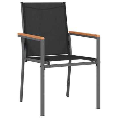 Juego De Comedor Para Jardín 9 Piezas Acero Y Textilene Negro / Vetonek_2