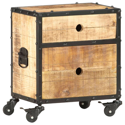 Mesita De Noche De Madera De Mango Rugosa 40x30x50 Cm_3