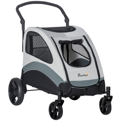 Pawhut Cochecito Para Perros Plegable Con 5 Ventanas 2 Puertas 107x67x102cm Gris_0