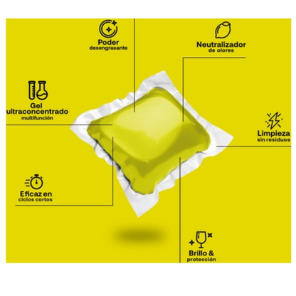 Embalagem de 2 x ECO Flopp Gel para máquina de lavar louça 40 cápsulas