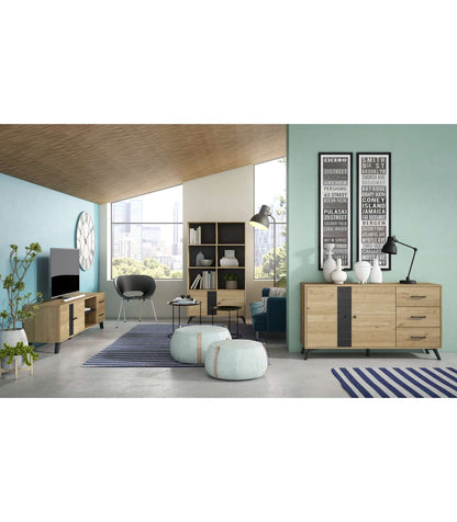 Mueble Televisión Natur 2 Puertas 2 Cajones Acabado Natural/bocamina, 180.5cm(ancho) 53.1_1