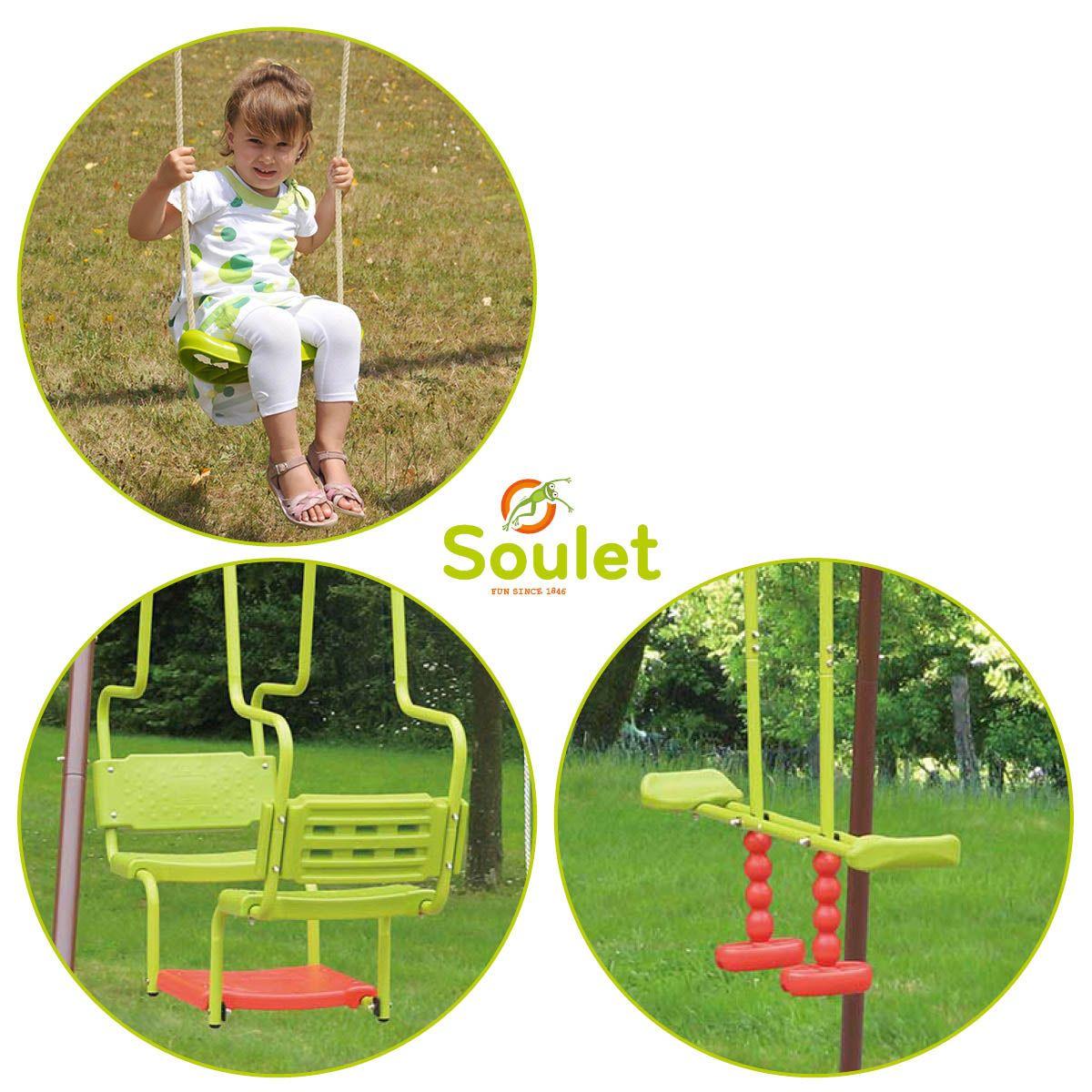 Balanço triplo de aço Soulet Malo com assento de gôndola